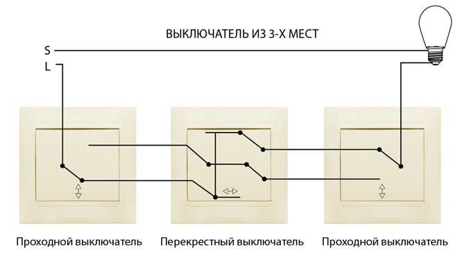 Выключатель перекрестный одноклавишный схема