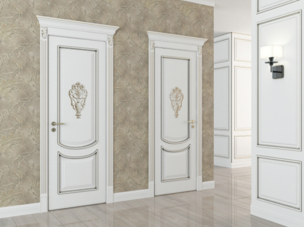 двери в интерьере ванной в классическом стиле