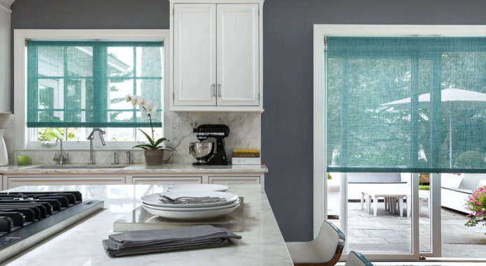 бирюзовая рулонная штора