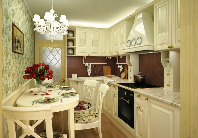 Обеденный стол на кухне в стиле классика