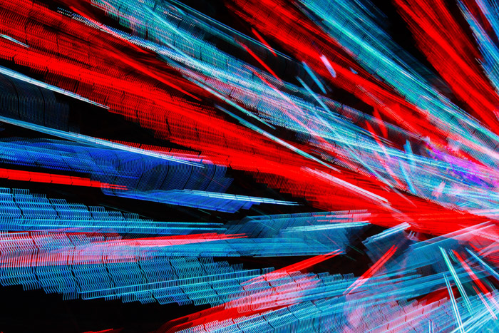 An expressive abstract image with a pattern of blue and red light