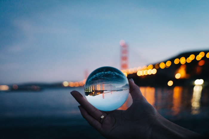 cool crystal ball photo capturing a cityscape