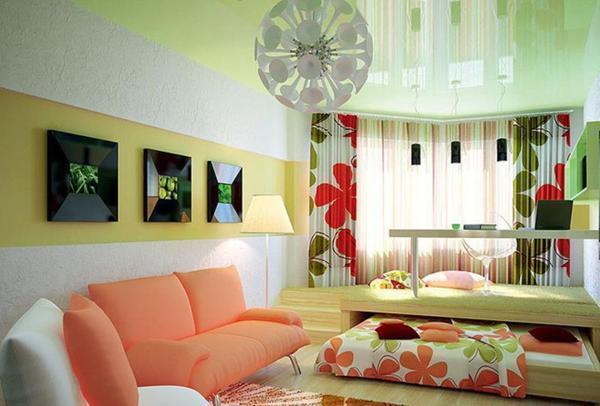 Узкую гостиную лучше всего зонировать мебелью или же другими элементами декора