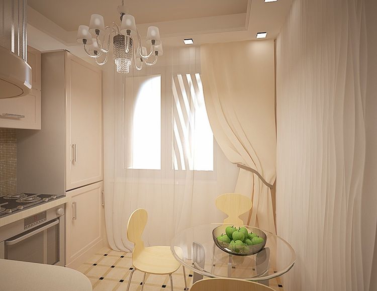 Маленькая кухня в пастельных тонах
