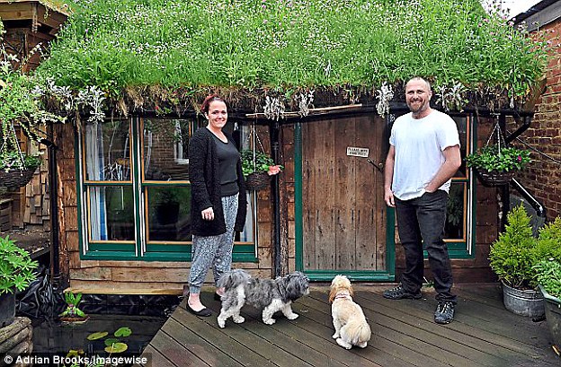Roof garden: Kevin and Martine outside the shed