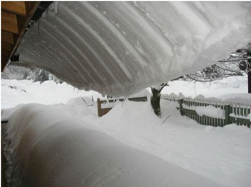 Сползание снега с крыши