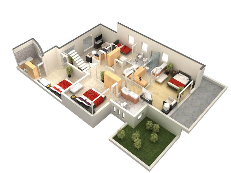 3D floor plan vector illustration