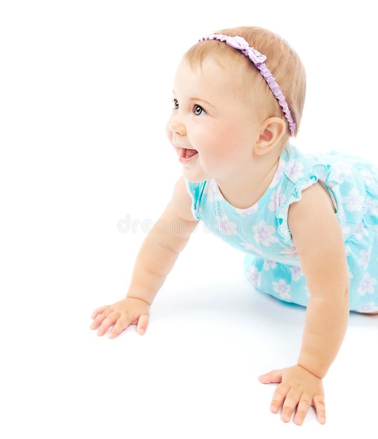 Adorable little baby girl laughing royalty free stock images