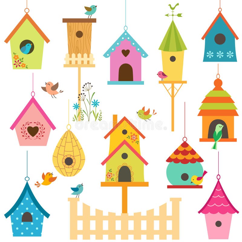 Bird houses stock illustration