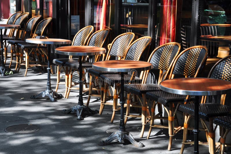 Cafe terrace in Paris. Typical cafe terrace in Paris stock photo