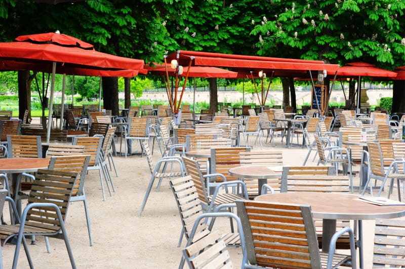 Cafe terrace in Tuileries Garden, Paris. Cafe terrace in Tuileries Garden of Paris, France stock photo