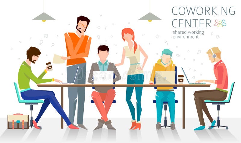 Concept of the coworking center royalty free illustration