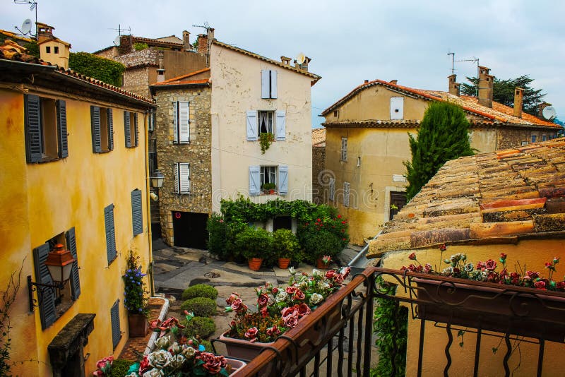 A crossroads seen from a terrace in a typical French provence town. Mougins city in which he spent his last years Pablo Picasso stock image