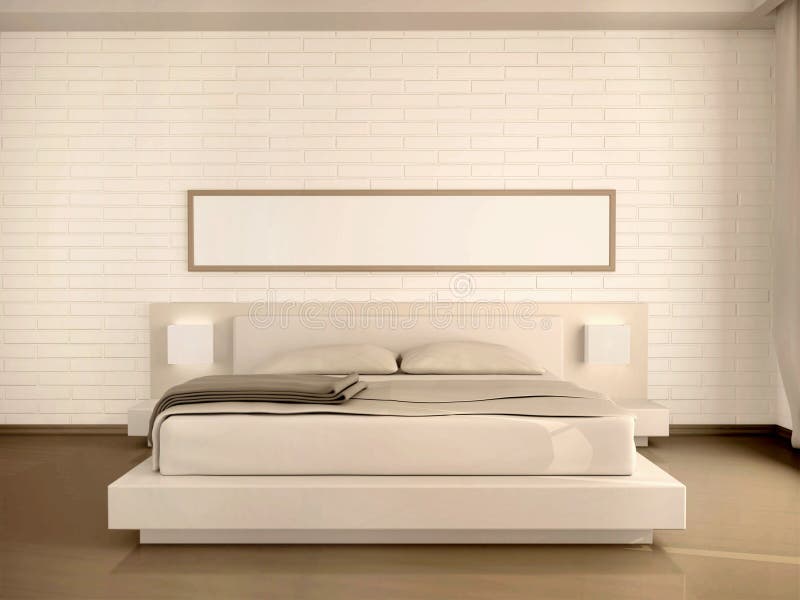 3d illustration of interior modern light bedroom stock illustration