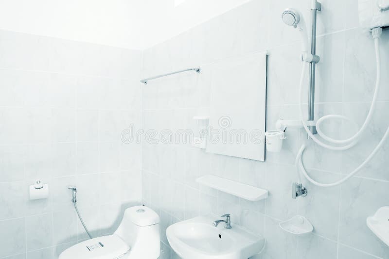 Decoration and installation of bathroom equipment are Perfectly and beautifully.  stock photography