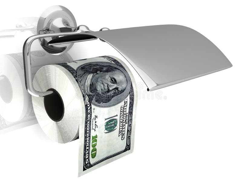 Expensive toilet paper. Isolated on white background. 3D render royalty free stock images