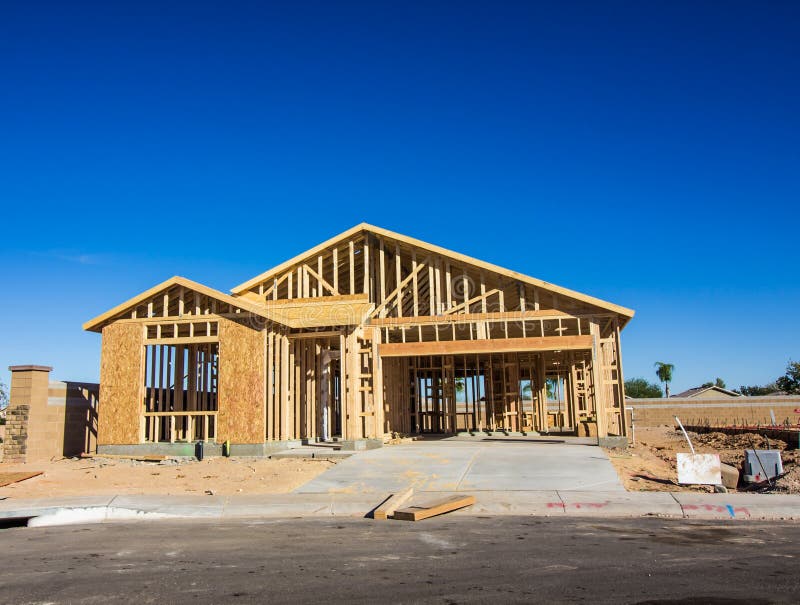 Wood Framing On New Home Construction stock photo