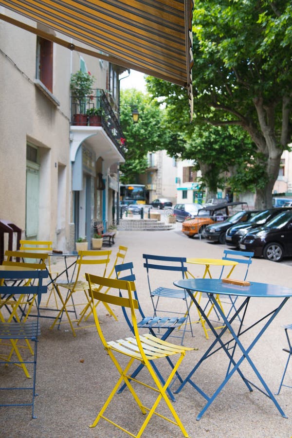 French village. With terrace in the drome Provencale royalty free stock photography