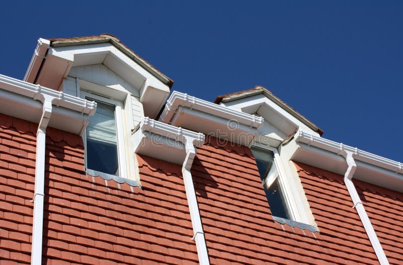 Gutters Drainpipes & Soffits. Newly built gutters drainpipes and soffits stock photography