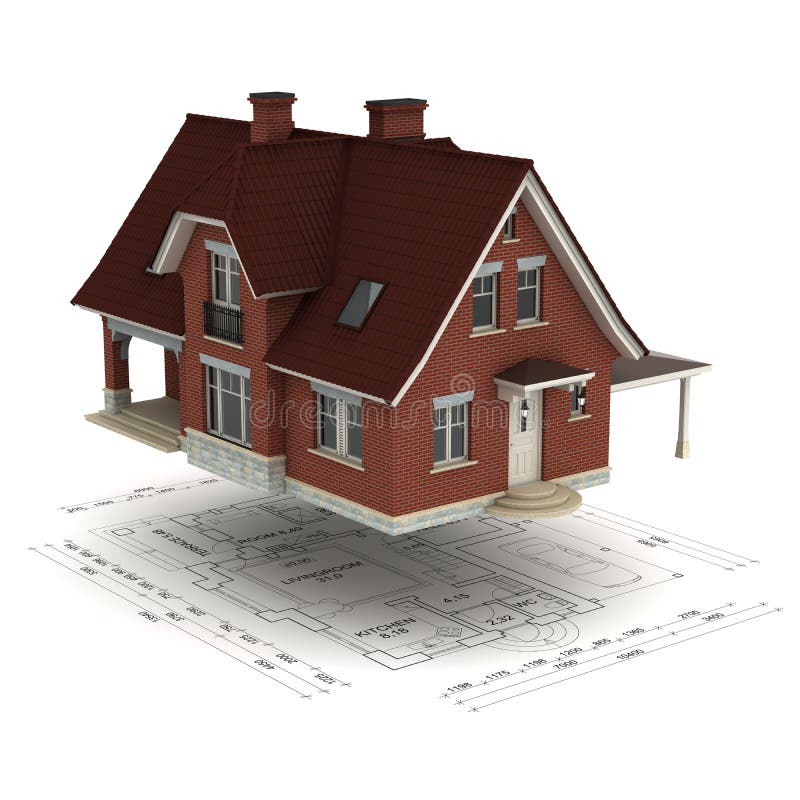 House with floor plan stock illustration