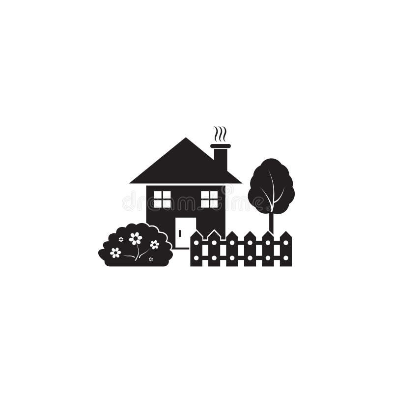 House with garden icon. Element of landscape illustration. Premium quality graphic design icon. Signs and symbols collection icon. For websites, web design royalty free illustration