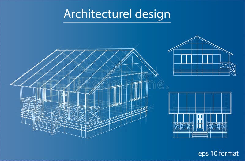 House wireframe structure. Vector. 3D rendering of house wireframe structure. Vector construction design royalty free illustration