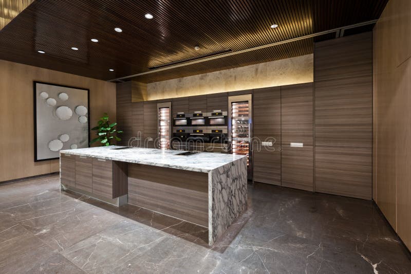 Kitchen area with marble floor royalty free stock images