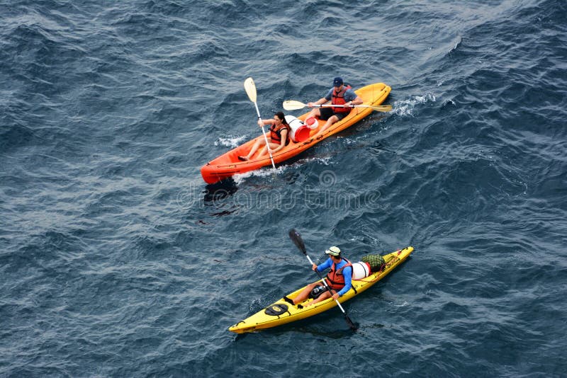 People kyaking in the Adriatic sea, Croatia royalty free stock image