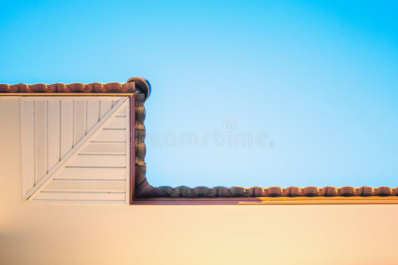 Soffit Board Installation with sky. Soffit Board Installation with blue sky royalty free stock photos