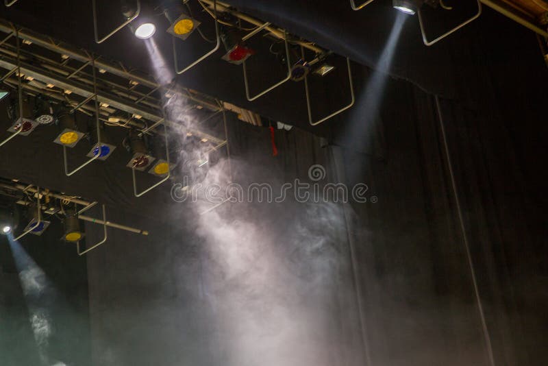Stage lights. Soffits. Concert light. Nobody stock images
