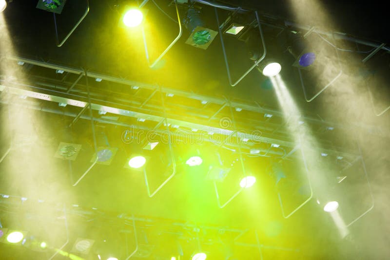 Stage lights. Soffits. Concert light. Closeup royalty free stock photos