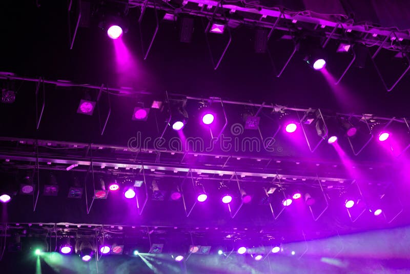 Stage lights. Soffits. Concert light. Nobody royalty free stock photos