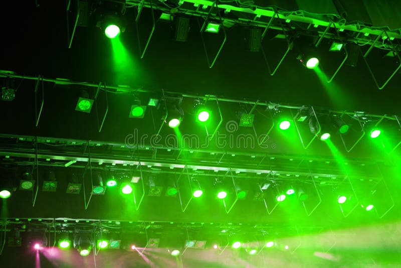 Stage lights. Soffits. Concert light. Nobody stock photography