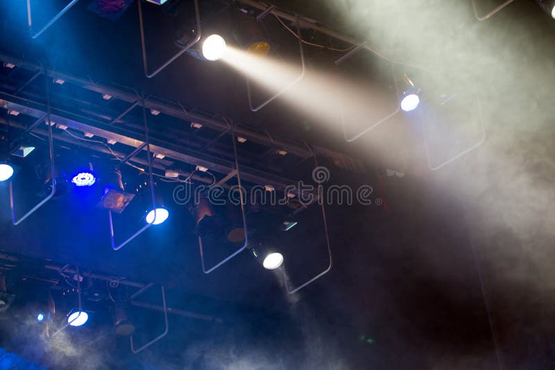 Stage lights. Soffits. Concert light. Nobody royalty free stock photography