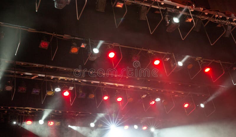 Stage lights. Soffits. Concert light. Nobody royalty free stock photo