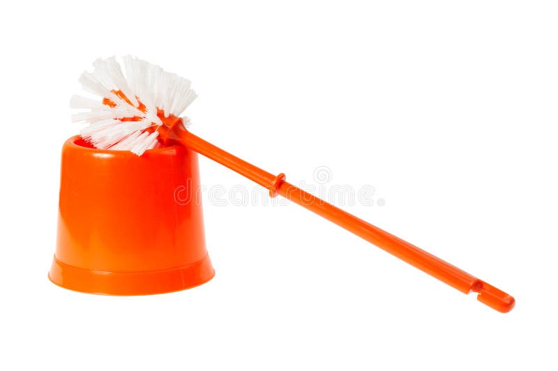 Toilet brush. Red color. Isolated on white background stock images