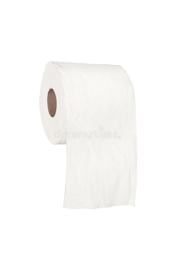 Toilet paper. A full roll of bathroom toilet tissue paper isolated on a white background royalty free stock photo