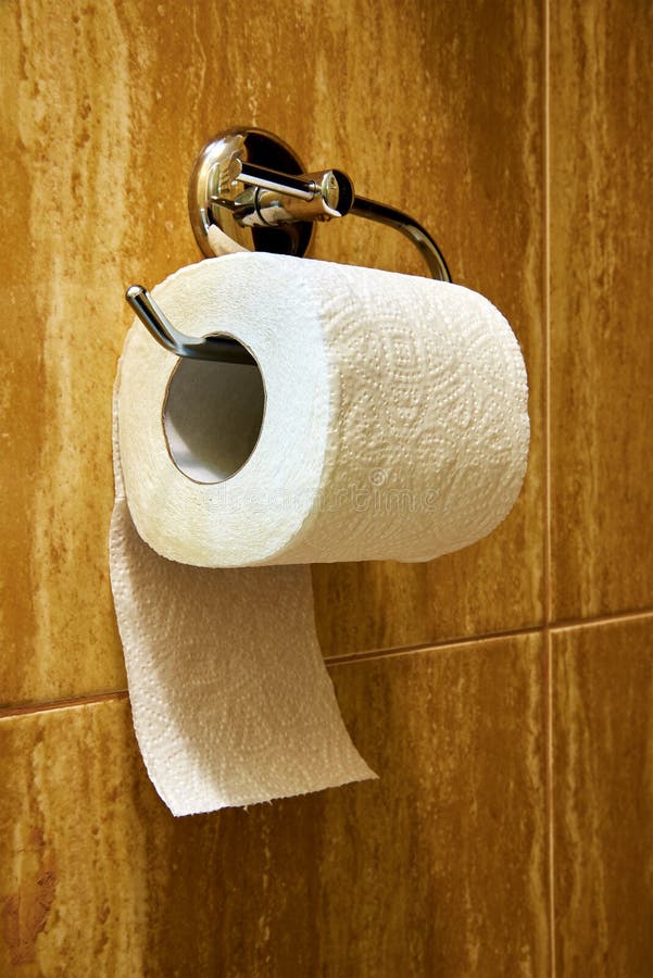 Toilet paper roll. On the wall in restroom royalty free stock image
