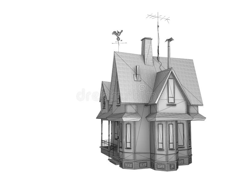 Wireframe house. (madi in 3D vector illustration