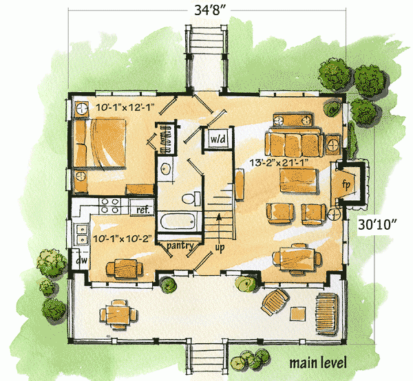 Проект каркасного дома Кантри план 1 этажа