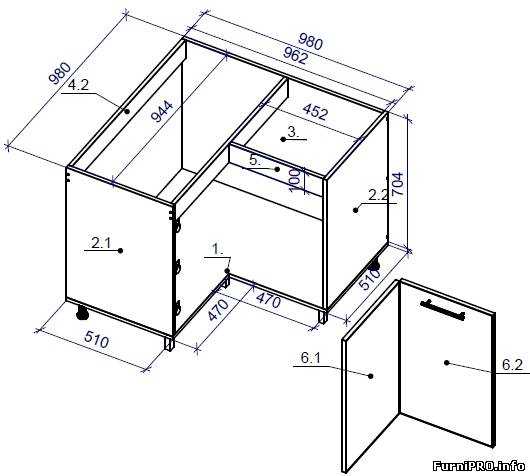 Расчет размеров углового шкафа