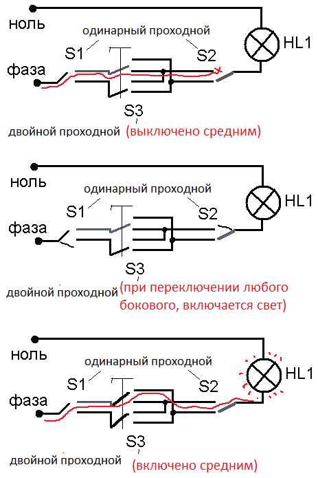 Включение отключение освещения. Схема подключения 1 выключатель 3. Схема подключения электрического переключателя на две лампочки. Схема подключения 3х проходных переключателей. Схема подключения 2 проходных выключателей и перекрестного.