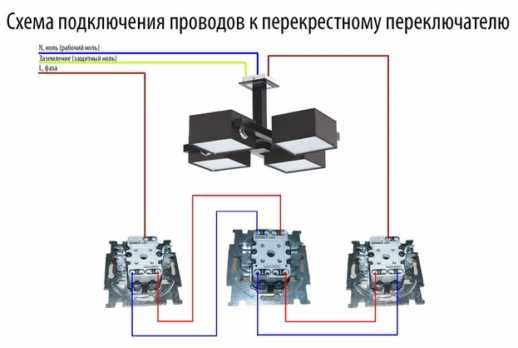 Схема подключения 2 х клавишного проходного выключателя с 2х мест